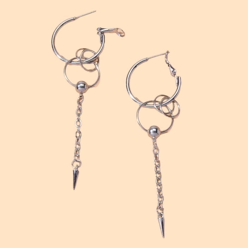 SILVER CHAIN HOOP EARRINGS